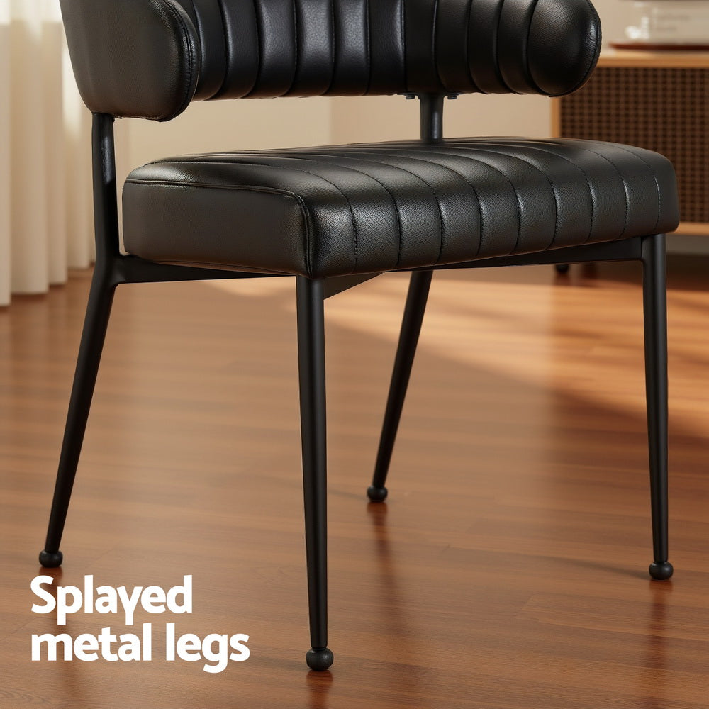 Artiss Dining Chairs Set of 4 Leather Hollow Armchair Black Bedworld