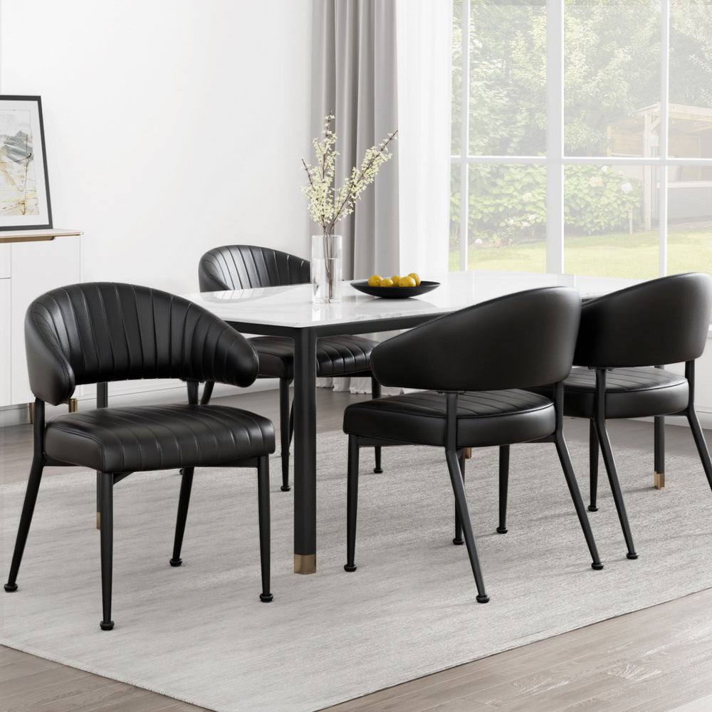 Artiss Dining Chairs Set of 4 Leather Hollow Armchair Black Bedworld
