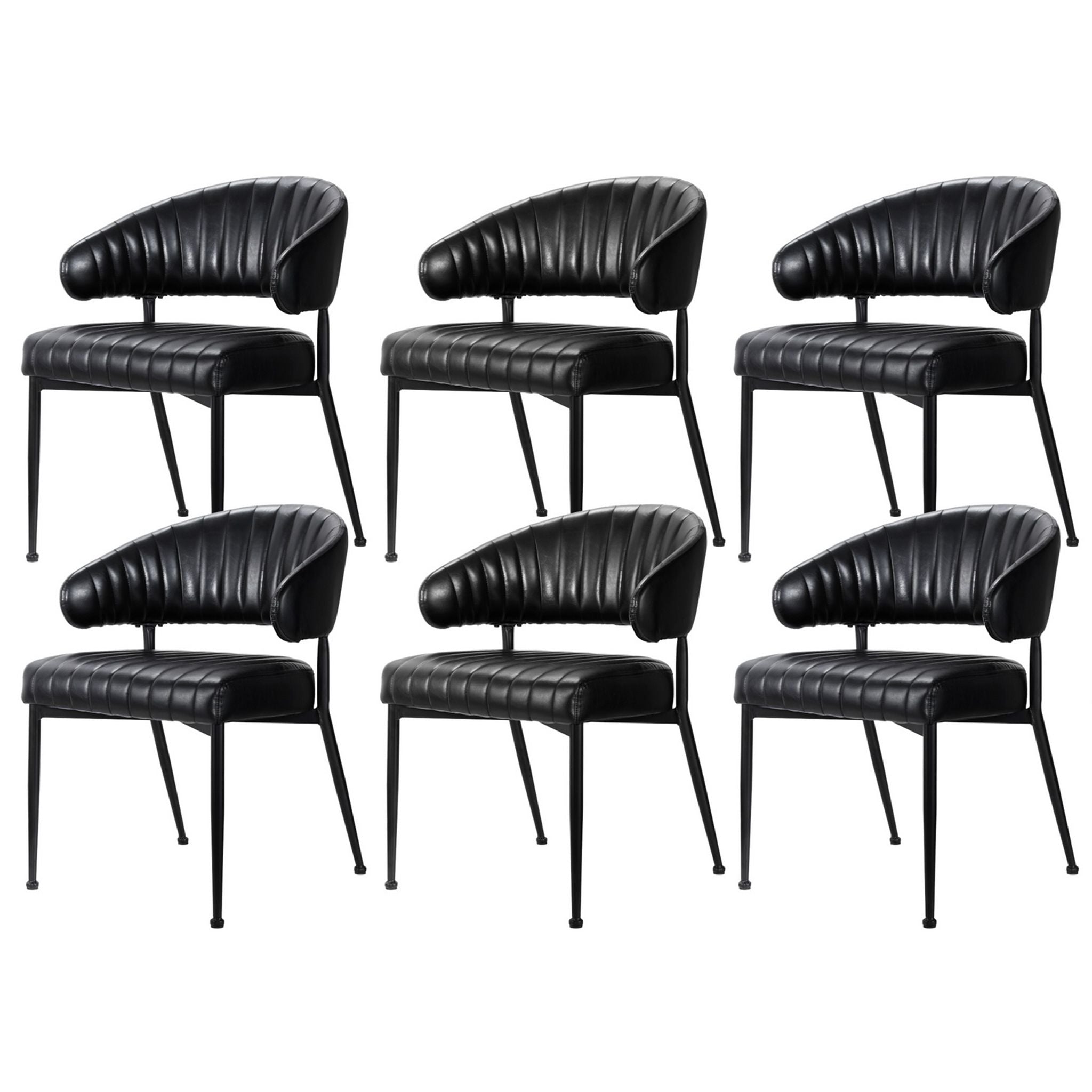 Artiss Dining Chairs Set of 6 Leather Hollow Armchair Black
