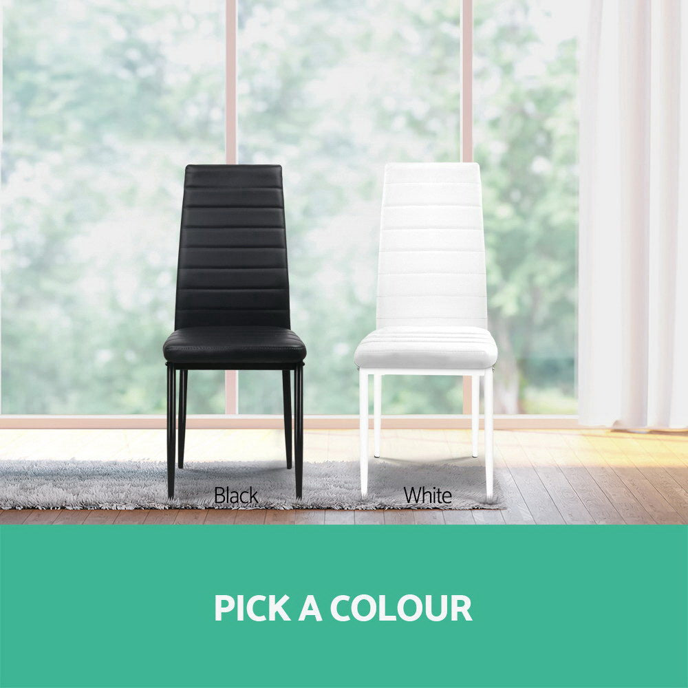 Artiss Dining Chairs Set of 4 Leather Channel Tufted Black