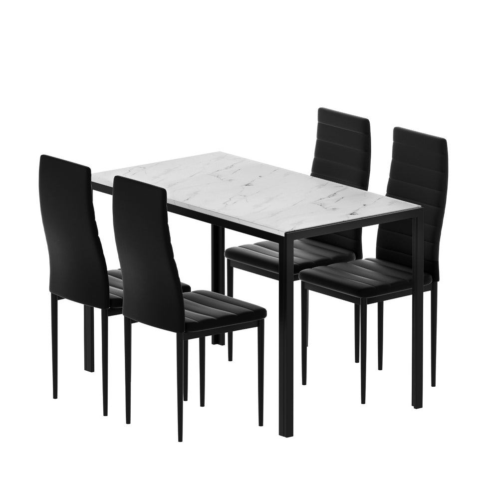 1 Artiss Dining Table and 4 Chairs Set Marble Effect Bedworld