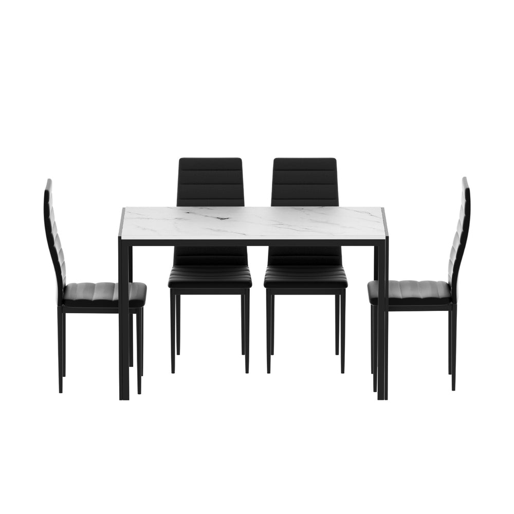 1 Artiss Dining Table and 4 Chairs Set Marble Effect Bedworld