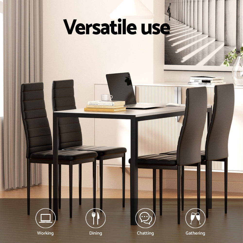 1 Artiss Dining Table and 4 Chairs Set Marble Effect Bedworld