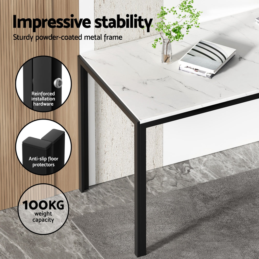1 Artiss Dining Table and 4 Chairs Set Marble Effect Bedworld