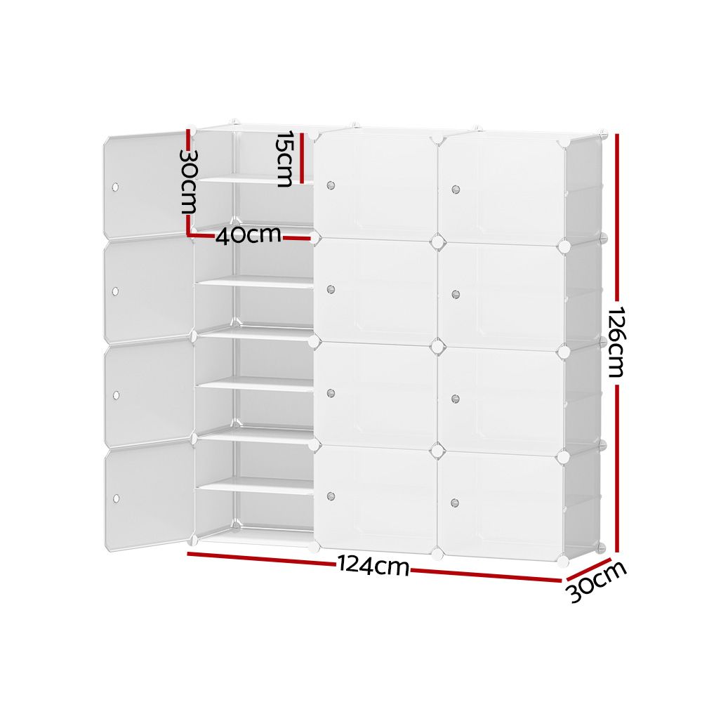 Artiss Shoe Rack DIY 12 Storage Cube Stackable White Bedworld