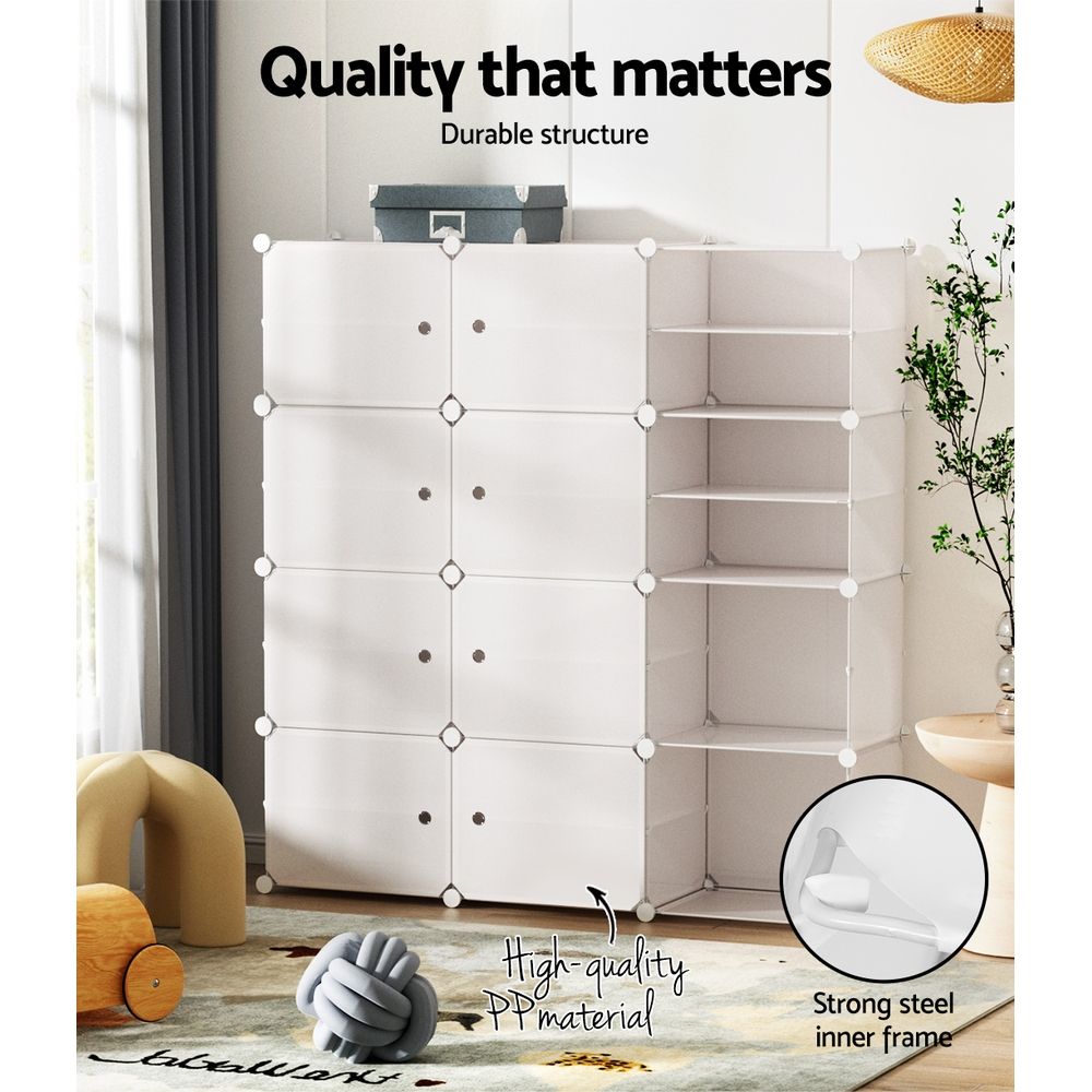 Artiss Shoe Rack DIY 12 Storage Cube Stackable White Bedworld