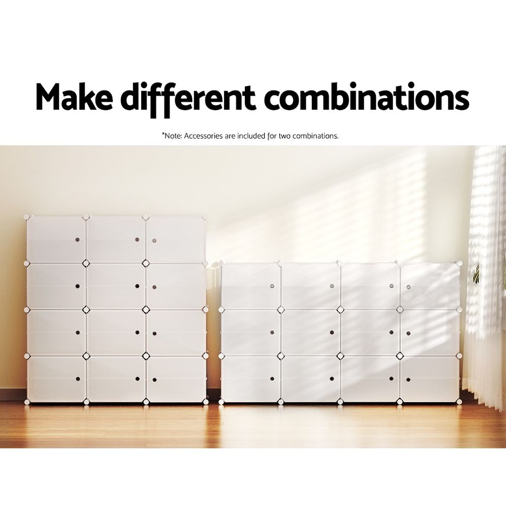 Artiss Shoe Rack DIY 12 Storage Cube Stackable White Bedworld