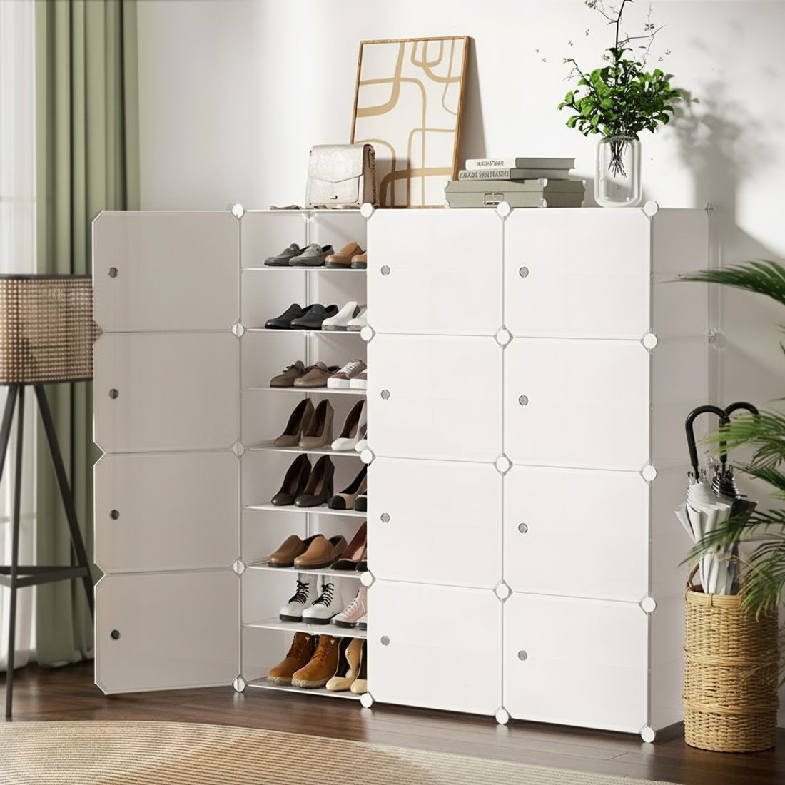 Artiss Shoe Rack DIY 12 Storage Cube Stackable White Bedworld