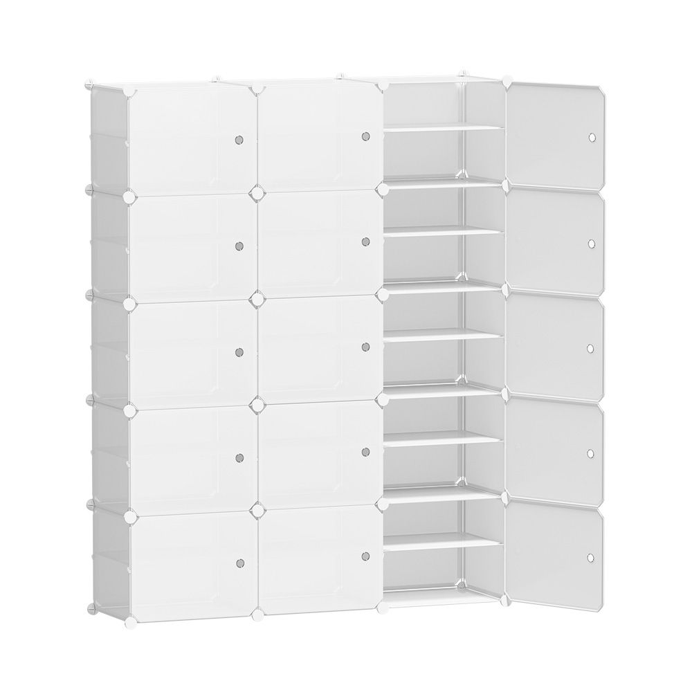Artiss Shoe Rack Storage Cabinet DIY 15 Storage Cube Stackable White Bedworld