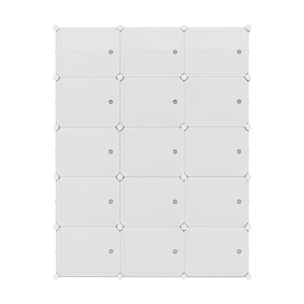 Artiss Shoe Rack Storage Cabinet DIY 15 Storage Cube Stackable White Bedworld