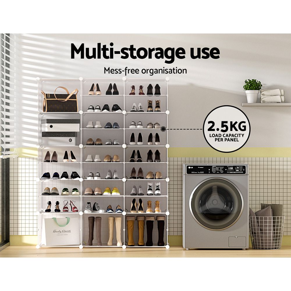 Artiss Shoe Rack Storage Cabinet DIY 15 Storage Cube Stackable White Bedworld