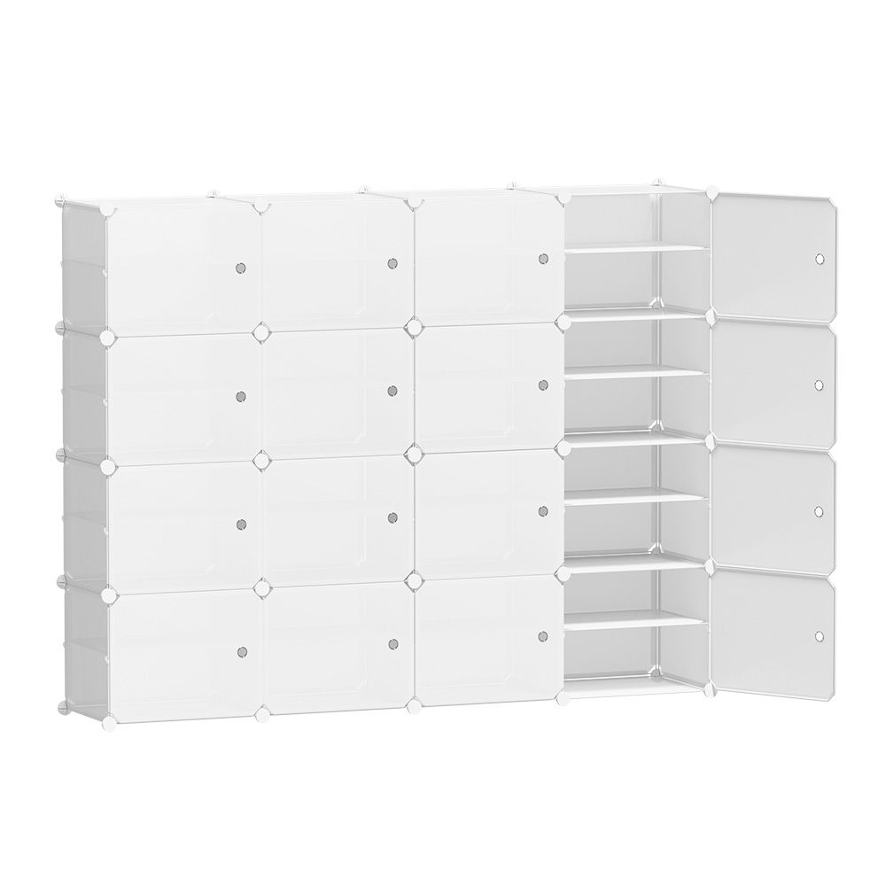 Artiss Shoe Rack DIY 16 Storage Cube Stackable White Bedworld