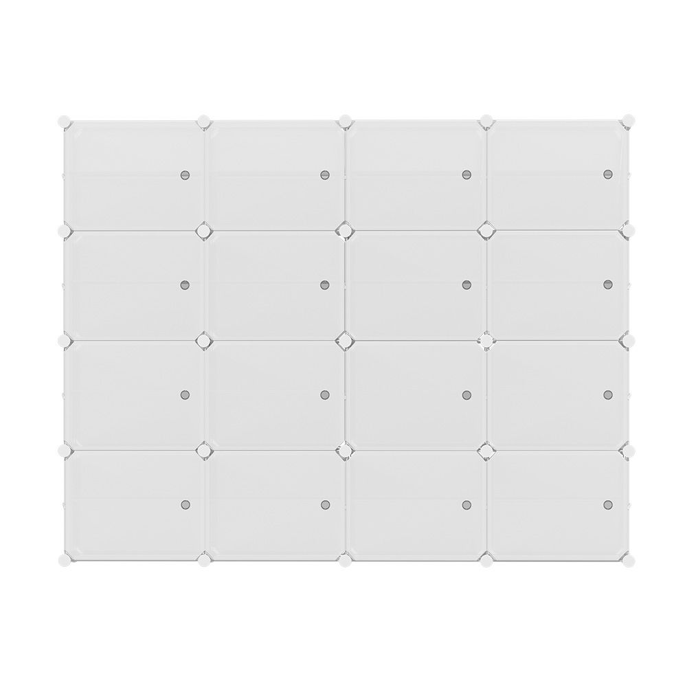 Artiss Shoe Rack DIY 16 Storage Cube Stackable White Bedworld