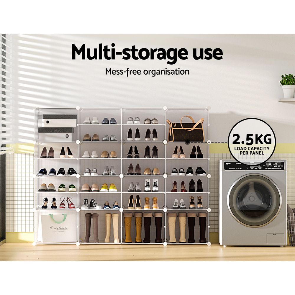 Artiss Shoe Rack DIY 16 Storage Cube Stackable White Bedworld