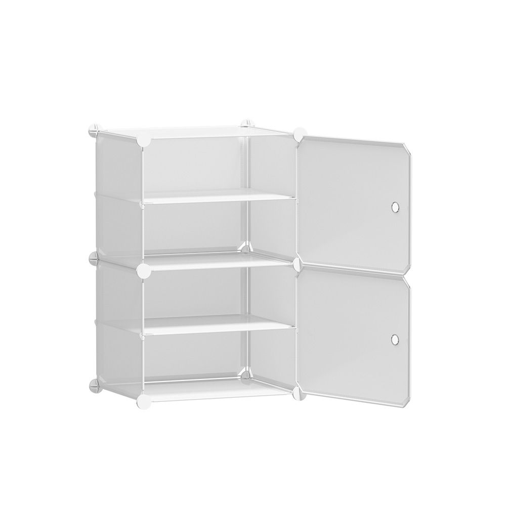 Artiss Shoe Rack DIY Set of 2 Storage Cube Stackable White Bedworld