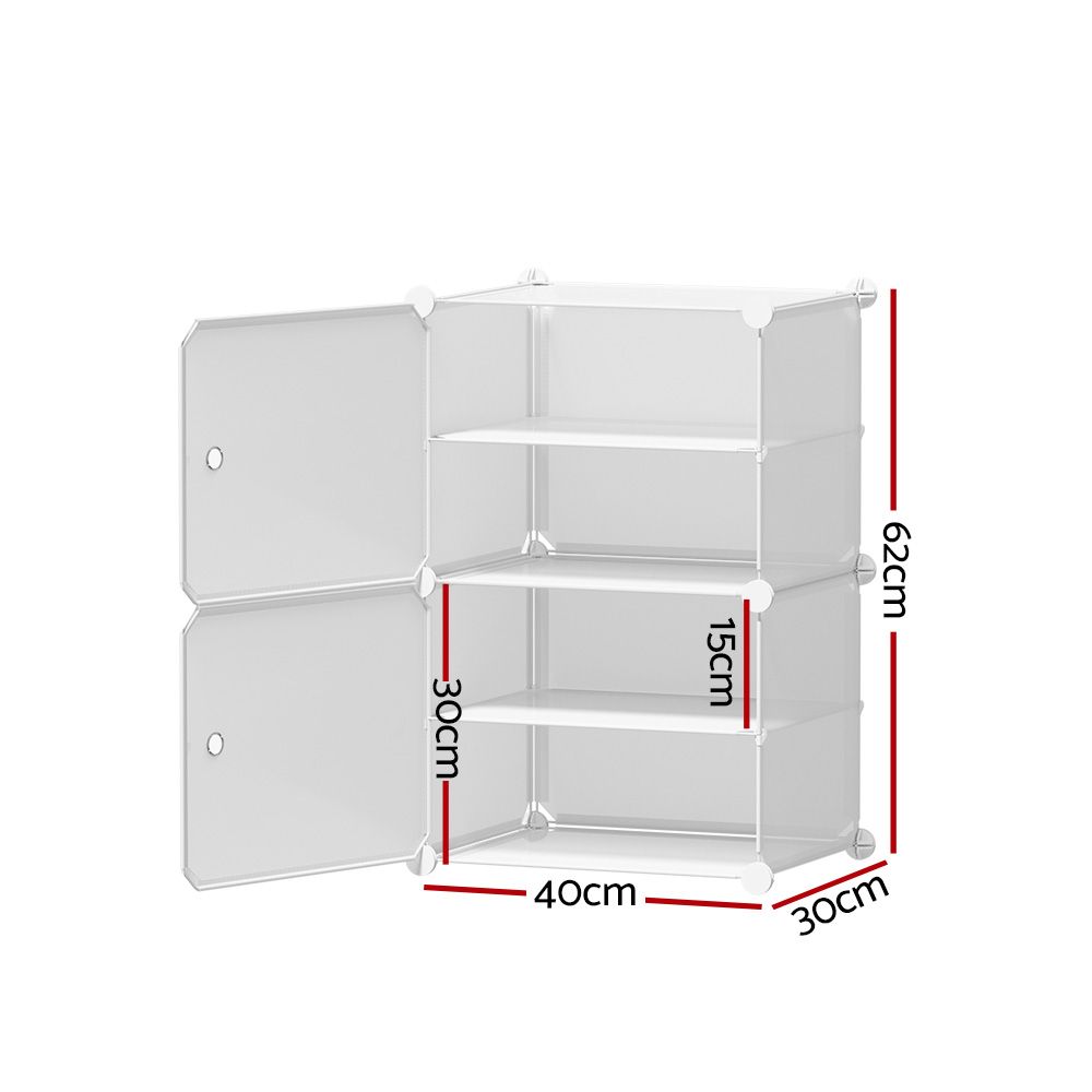 Artiss Shoe Rack DIY Set of 2 Storage Cube Stackable White Bedworld