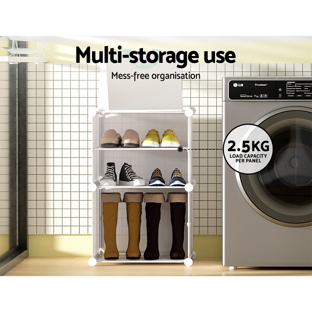 Artiss Shoe Rack DIY Set of 2 Storage Cube Stackable White Bedworld