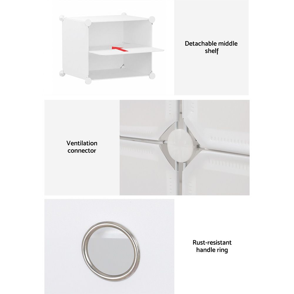Artiss Shoe Rack DIY Set of 2 Storage Cube Stackable White Bedworld