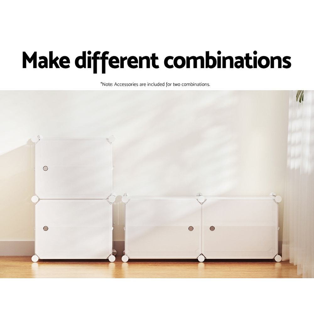Artiss Shoe Rack DIY Set of 2 Storage Cube Stackable White Bedworld