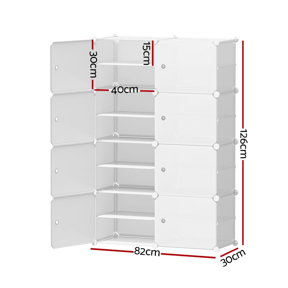 Artiss Shoe Box DIY Set of 8 Storage Cube Stackable White Bedworld