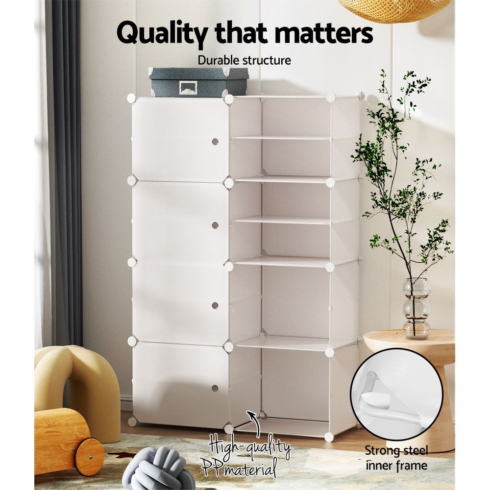 Artiss Shoe Box DIY Set of 8 Storage Cube Stackable White Bedworld