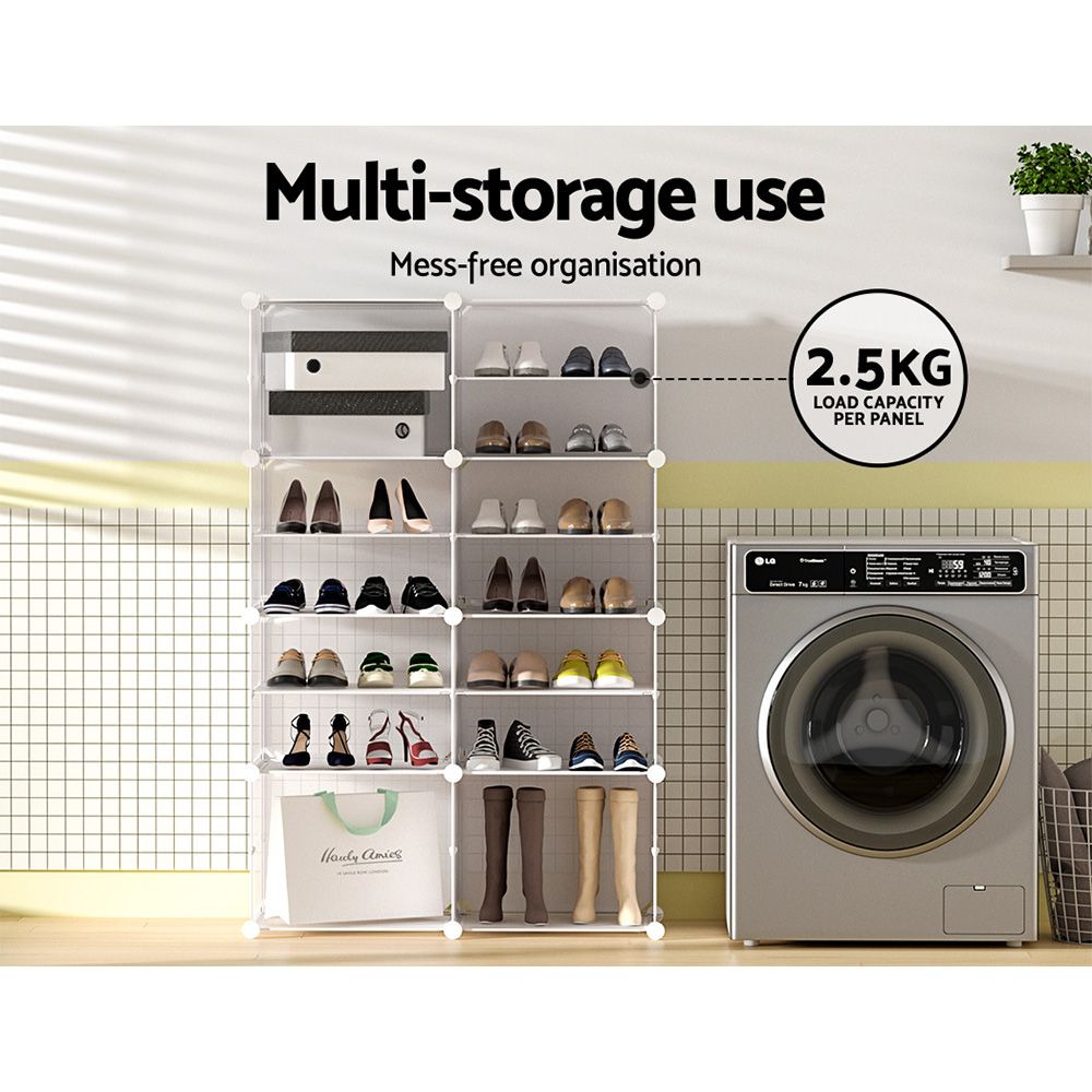 Artiss Shoe Box DIY Set of 8 Storage Cube Stackable White Bedworld