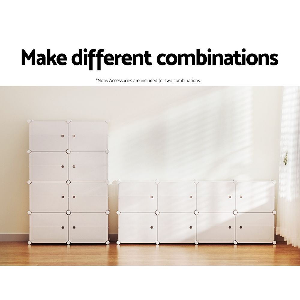 Artiss Shoe Box DIY Set of 8 Storage Cube Stackable White Bedworld