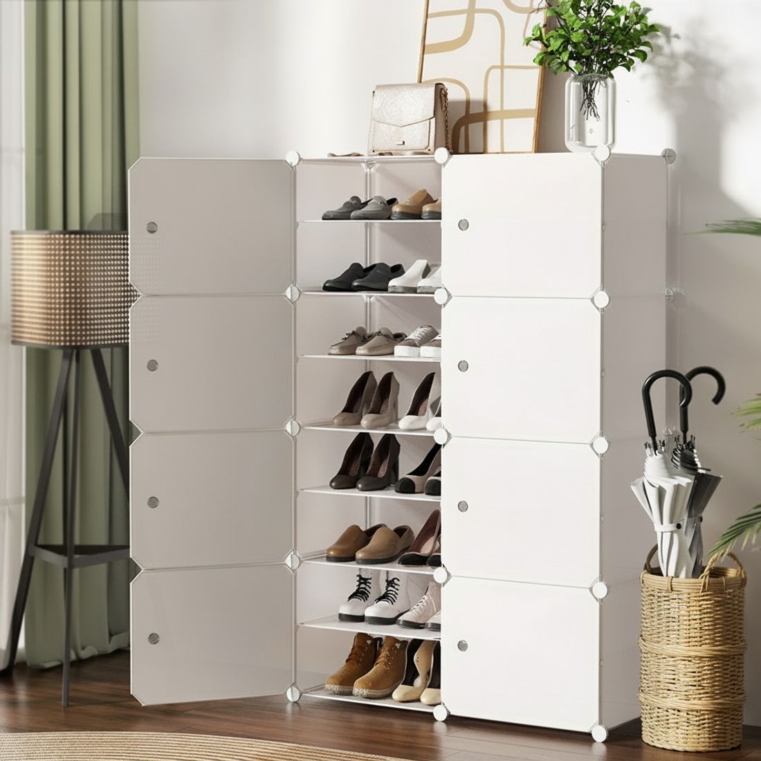 Artiss Shoe Box DIY Set of 8 Storage Cube Stackable White Bedworld