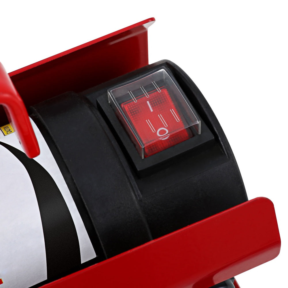 Red and black fuel transfer pump control panel with digital gauge window