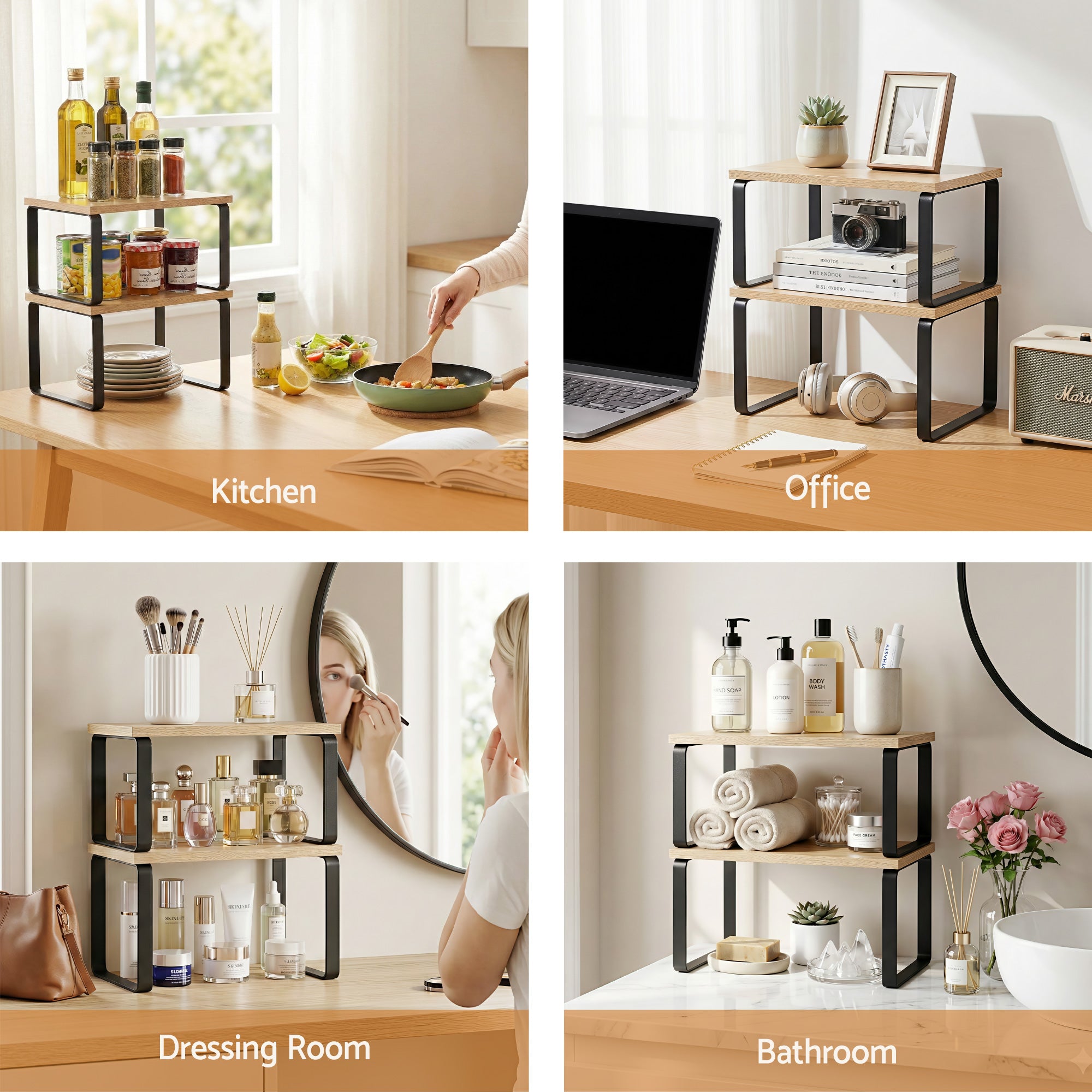 Cefito Kitchen Storage Shelves Rack Cupboard Cabinet Organiser Set of 2