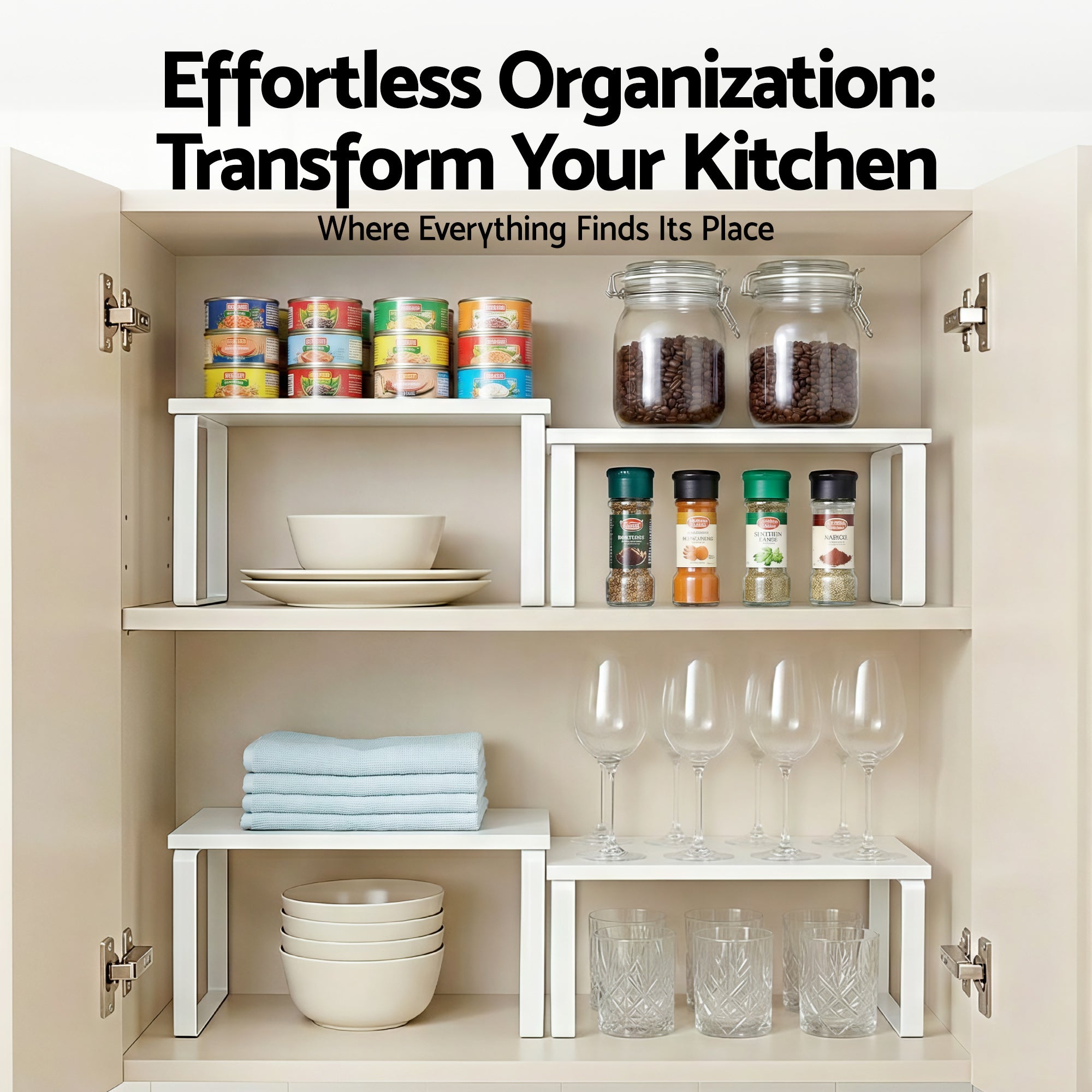 Cefito Kitchen Storage Shelves Rack Cupboard Cabinet Organiser Set of 2