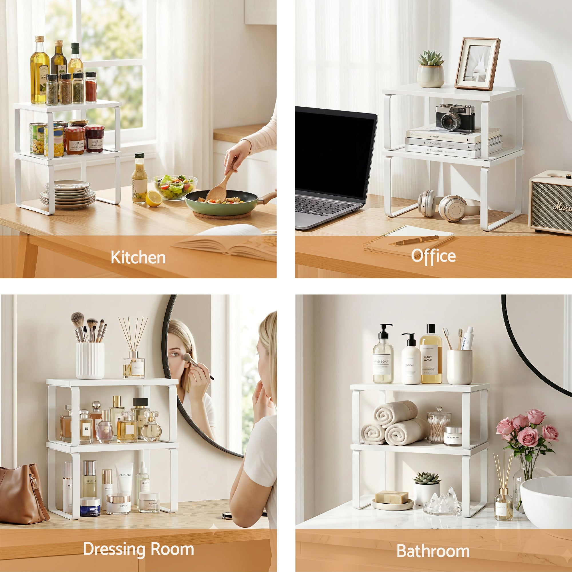 Cefito Kitchen Storage Shelves Rack Cupboard Cabinet Organiser Set of 2