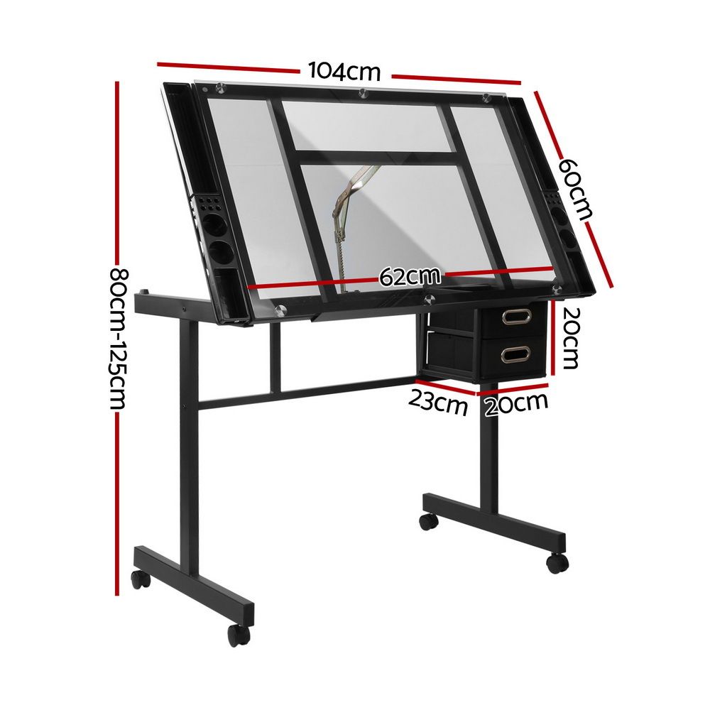 Artiss Drawing Desk Drafting Table Black Bedworld