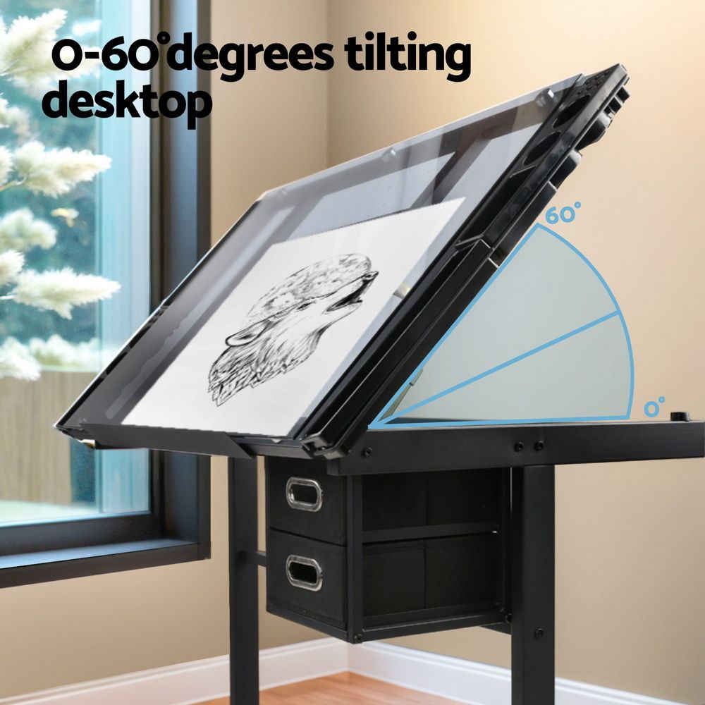 Artiss Drawing Desk Drafting Table Black Bedworld