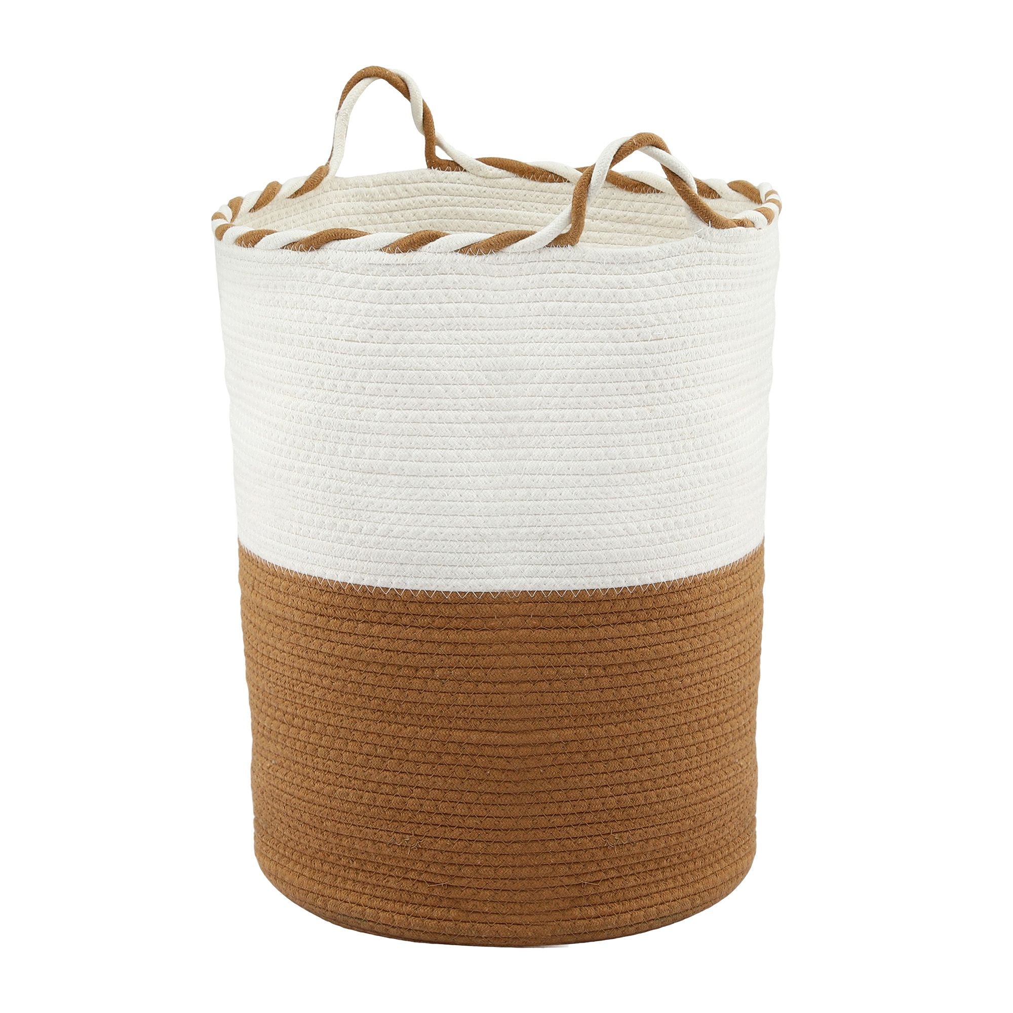 Artiss Woven Laundry Basket with handles Foldable White & Brown Bedworld
