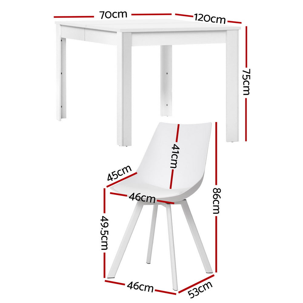 1 Artiss Dining Table and 4 Chairs Set Rectangle White Bedworld
