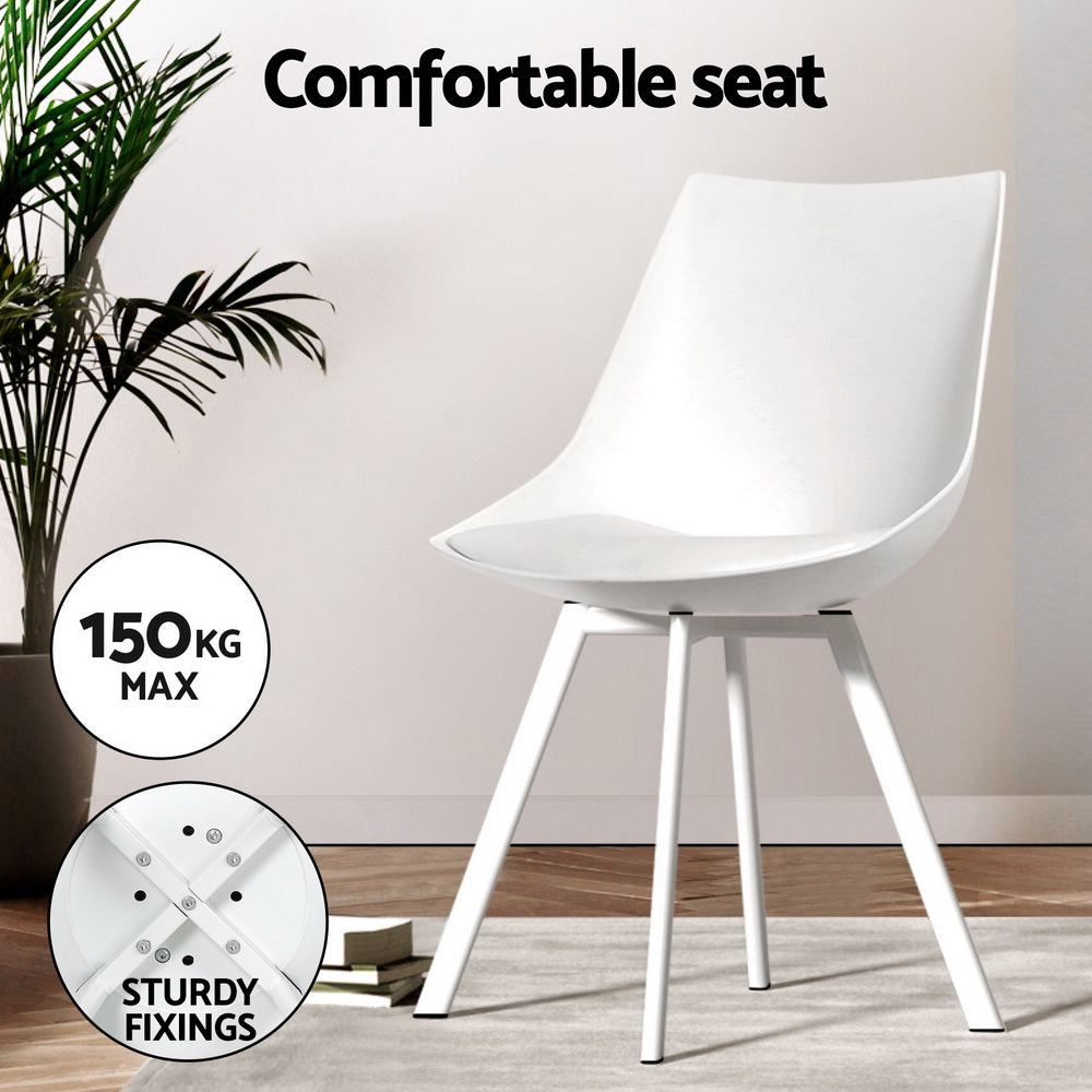 1 Artiss Dining Table and 4 Chairs Set Rectangle White Bedworld