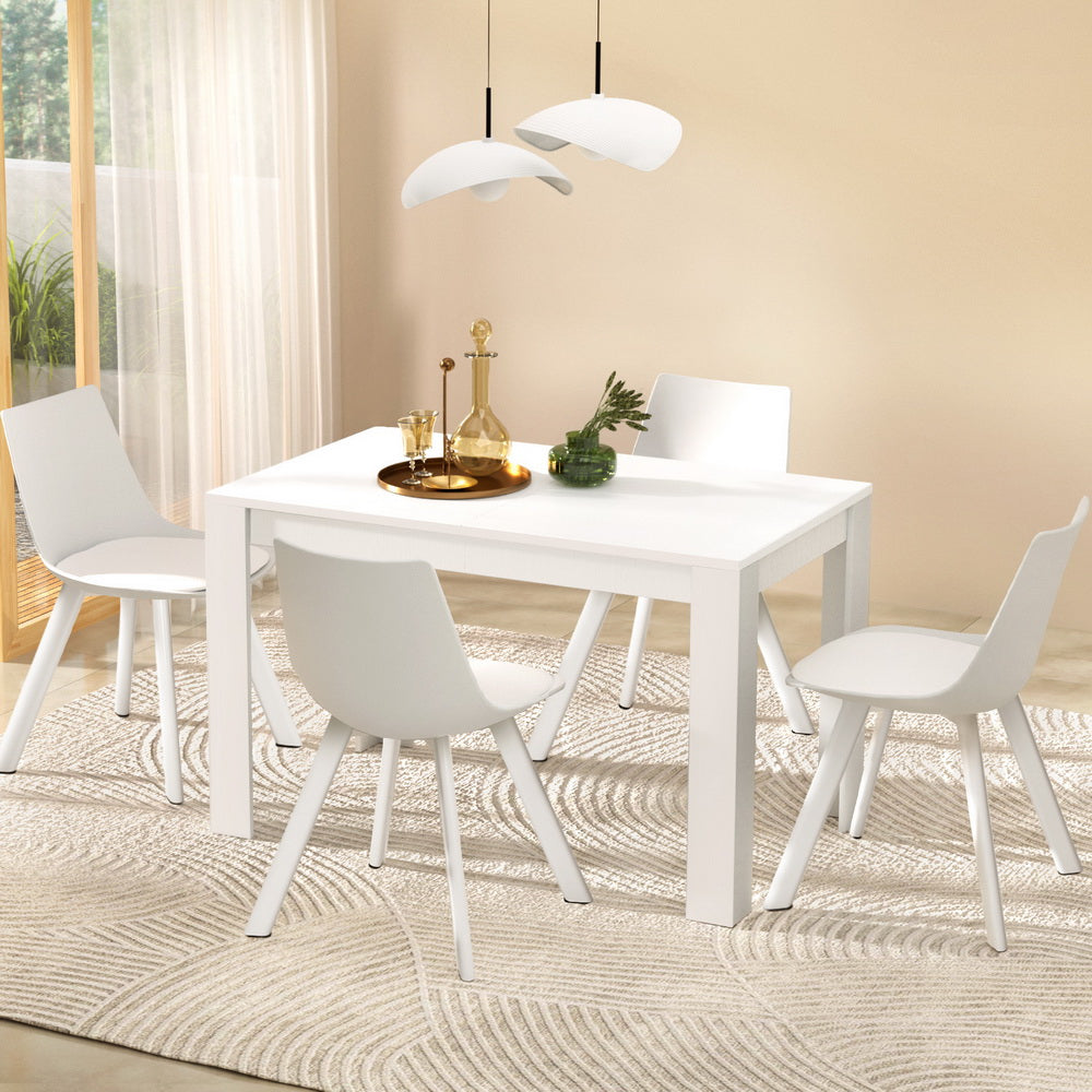 1 Artiss Dining Table and 4 Chairs Set Rectangle White Bedworld
