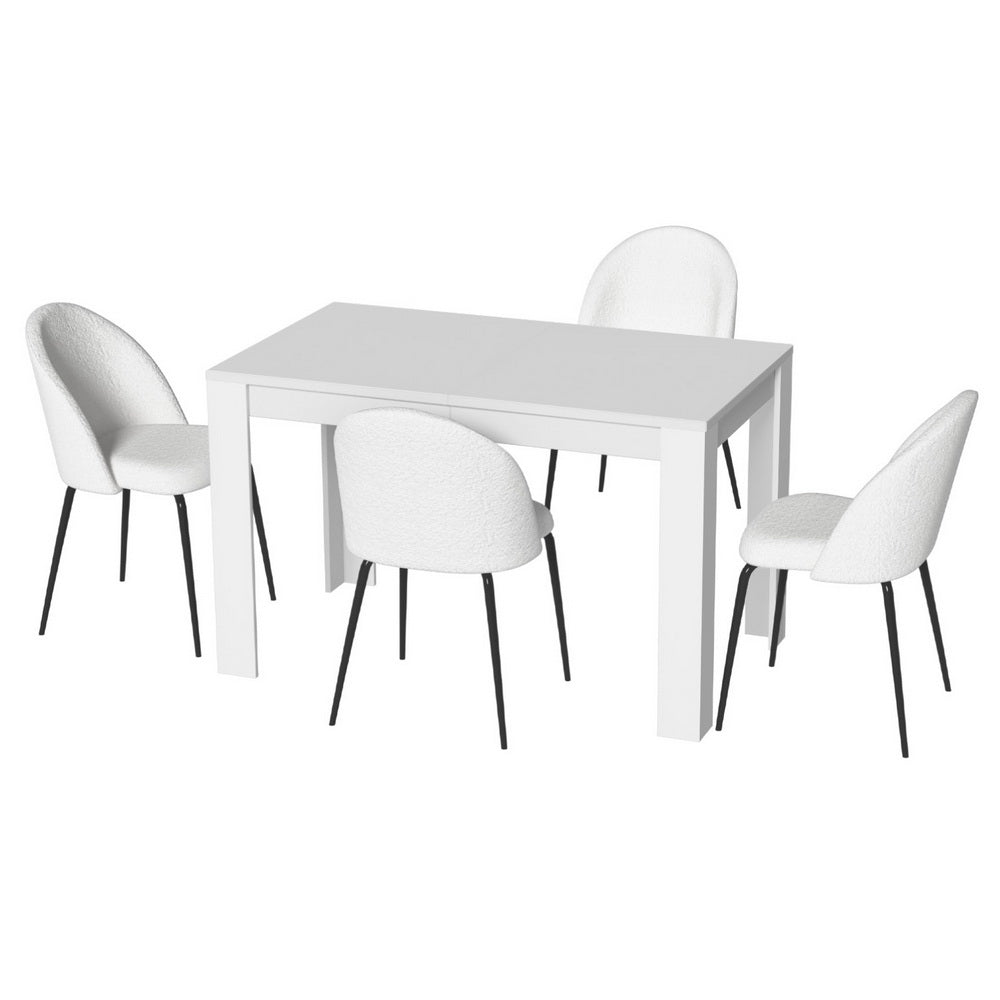 1 Artiss Dining Table and 4 Chairs Set White Sherpa Bedworld