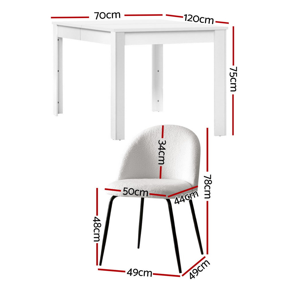 1 Artiss Dining Table and 4 Chairs Set White Sherpa Bedworld