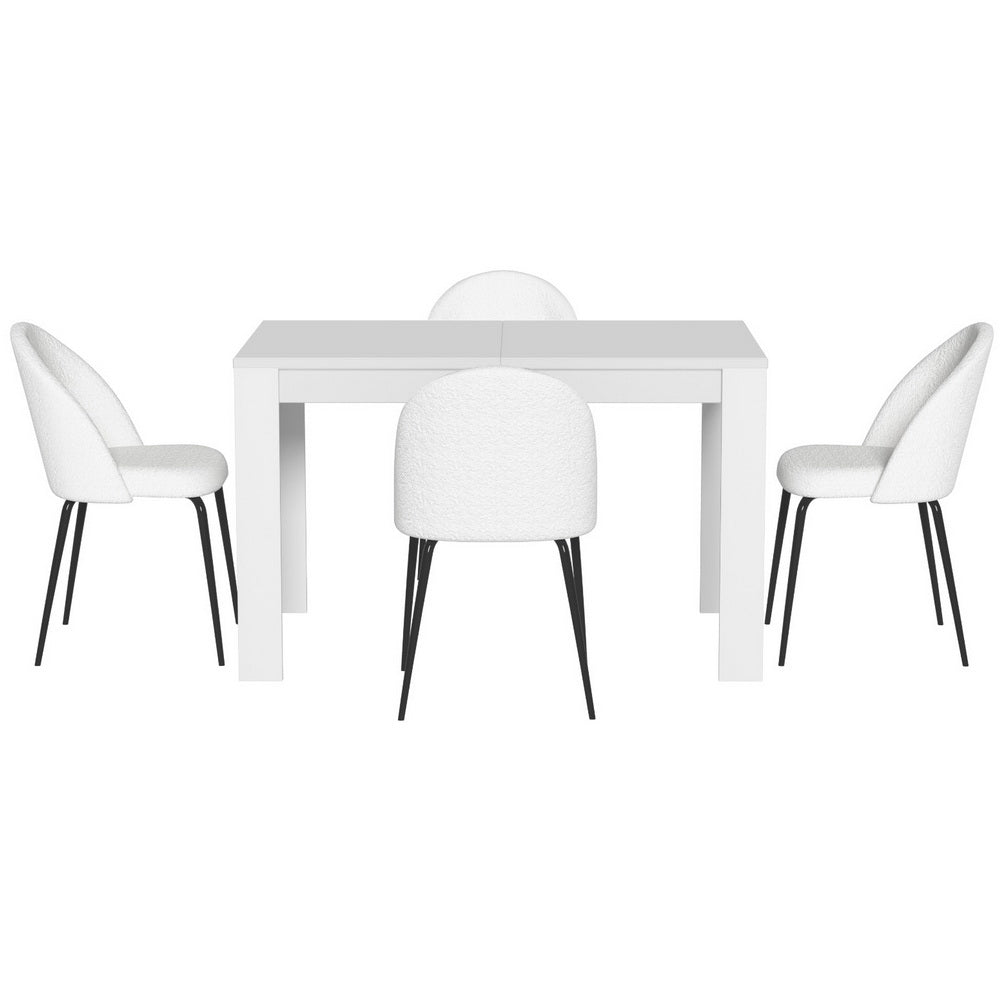 1 Artiss Dining Table and 4 Chairs Set White Sherpa Bedworld