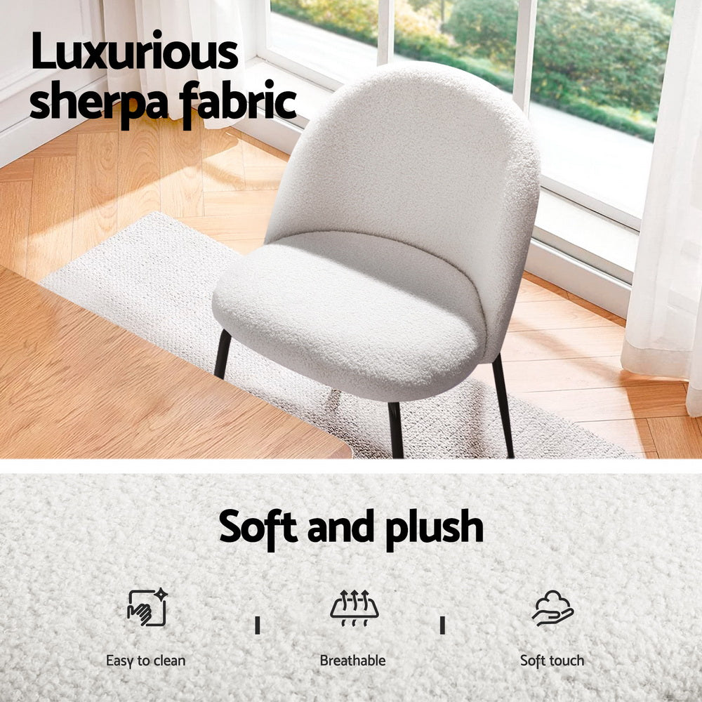 1 Artiss Dining Table and 4 Chairs Set White Sherpa Bedworld