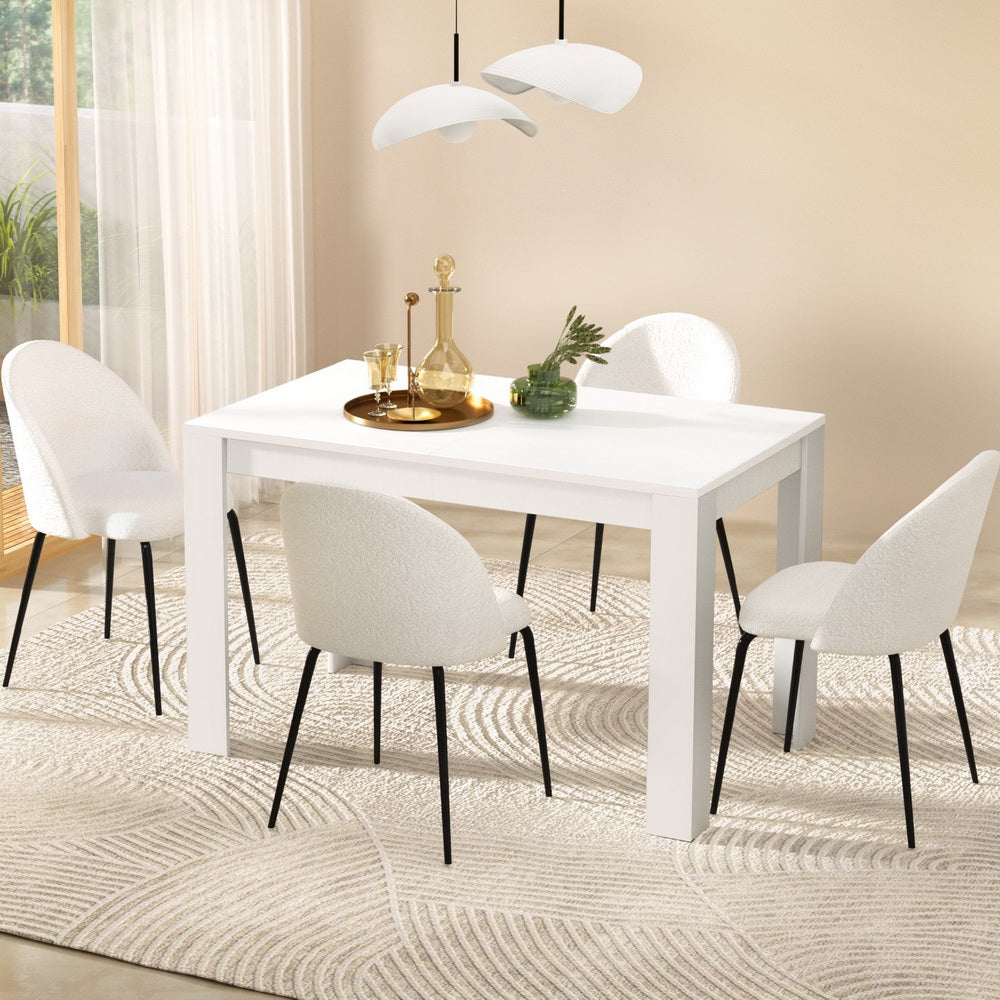 1 Artiss Dining Table and 4 Chairs Set White Sherpa Bedworld