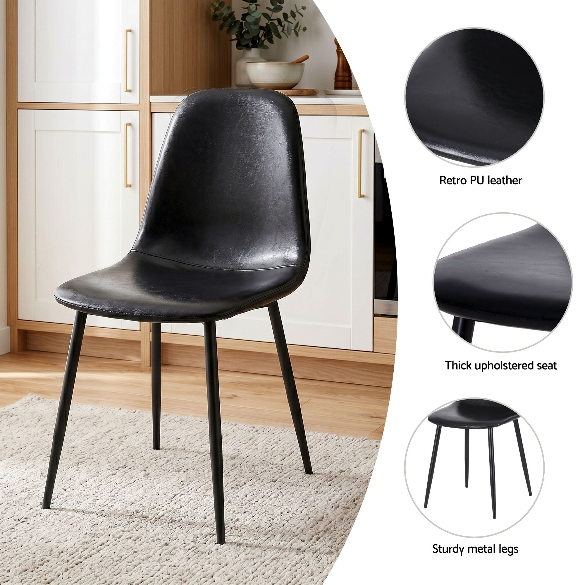 Artiss Dining Table and Chairs Set 5pcs Foldable with 2 Drawers Black and White Bedworld