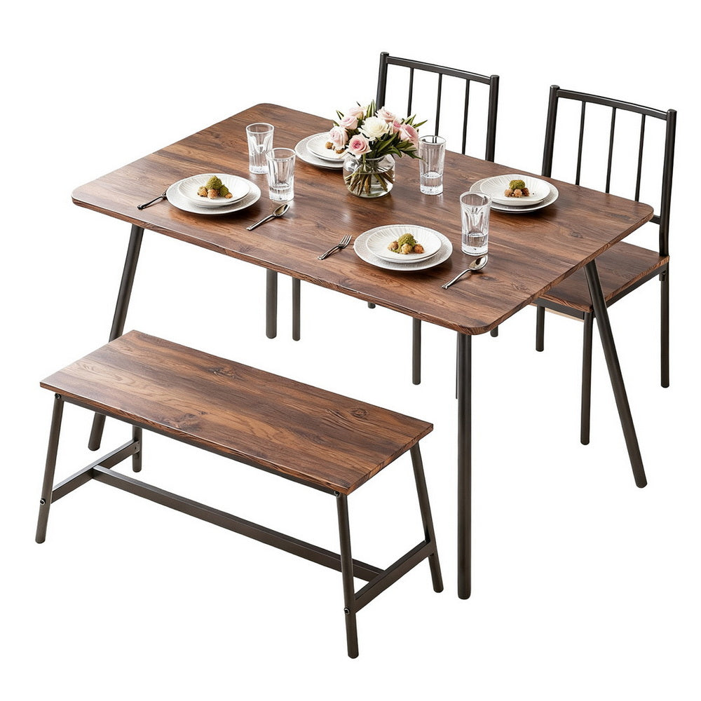 Artiss Dining Table and Chairs Set of 4 Bench Kitchen Furniture Rustic