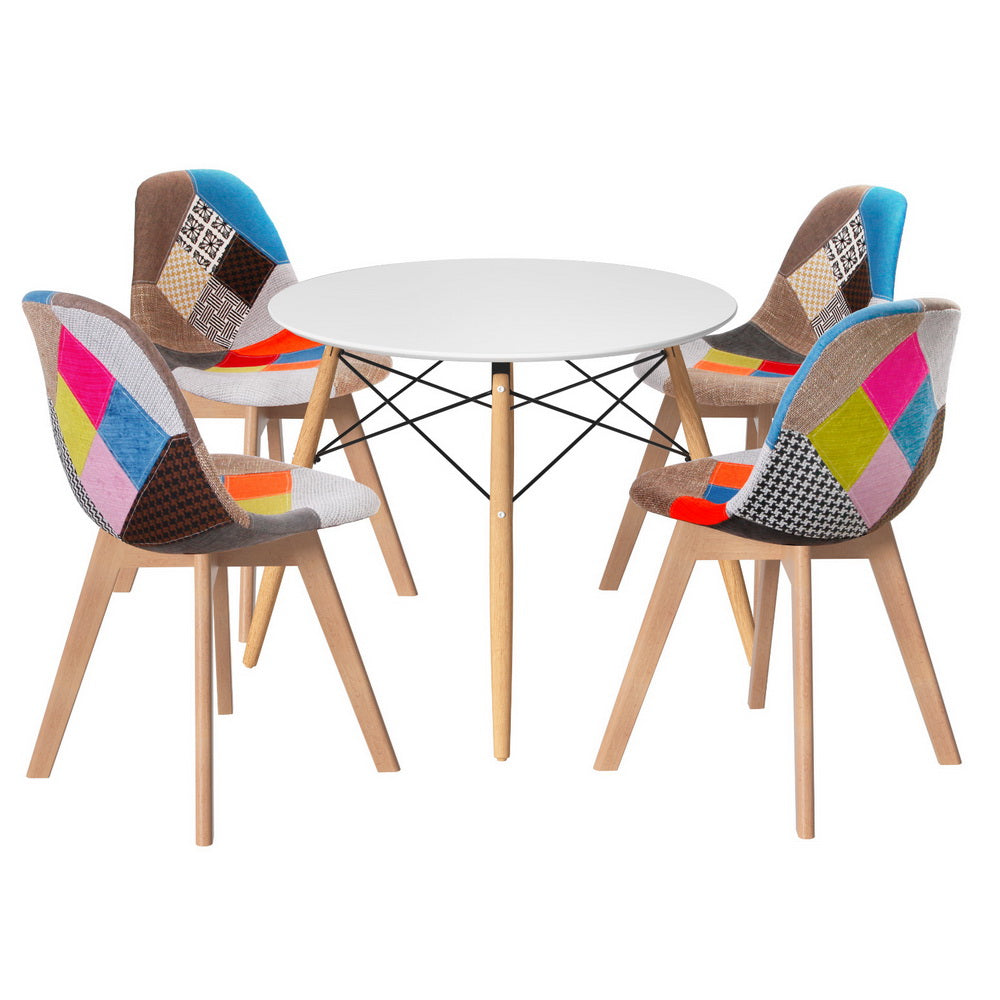 1 Artiss Dining Table and 4 Chairs Set DSW White Bedworld