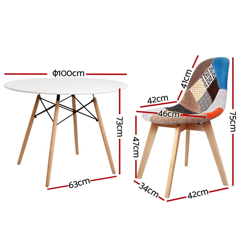 1 Artiss Dining Table and 4 Chairs Set DSW White Bedworld