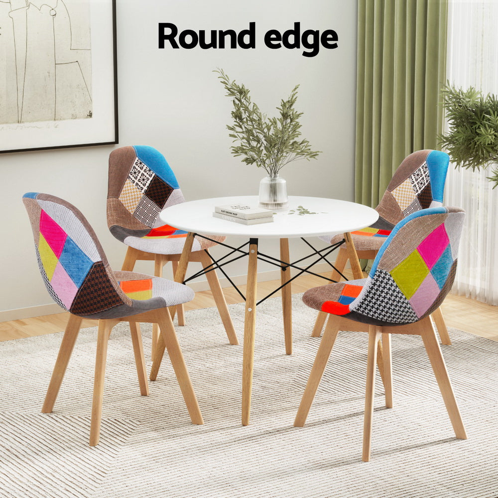 1 Artiss Dining Table and 4 Chairs Set DSW White Bedworld
