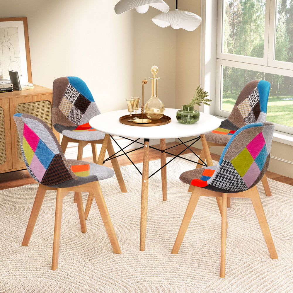 1 Artiss Dining Table and 4 Chairs Set DSW White Bedworld
