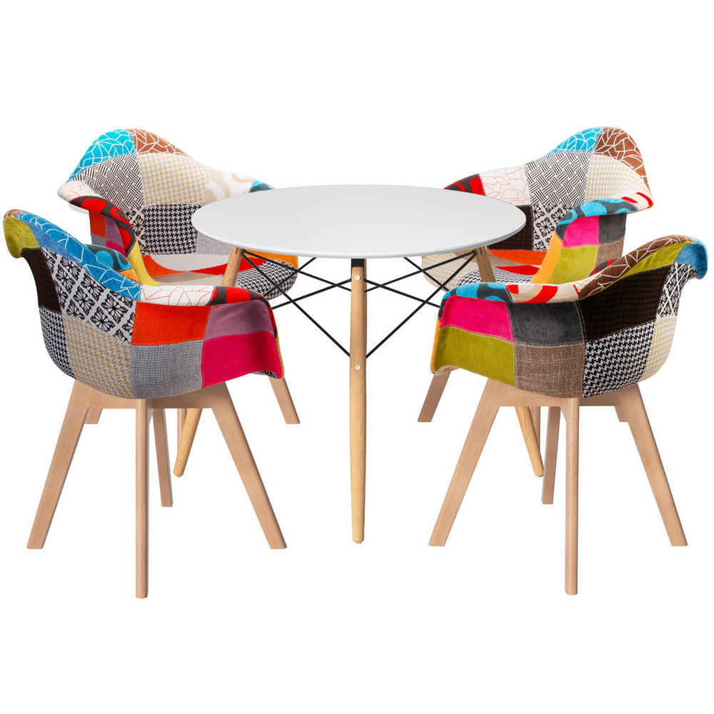1 Artiss Dining Table and 4 Chairs Set DSW White Bedworld